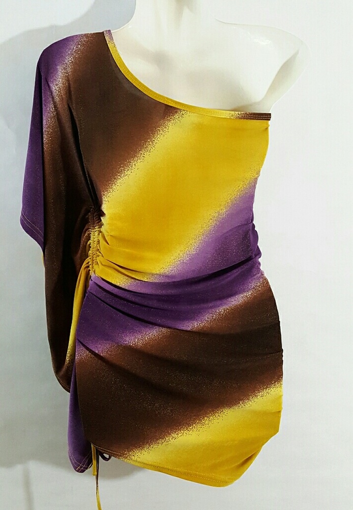 Gold Open Shoulder Dress Shirt